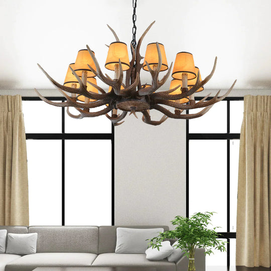 4/6/8 - Light Conical Chandelier Light Traditional Brown Resin Suspension Pendant For Kitchen Island