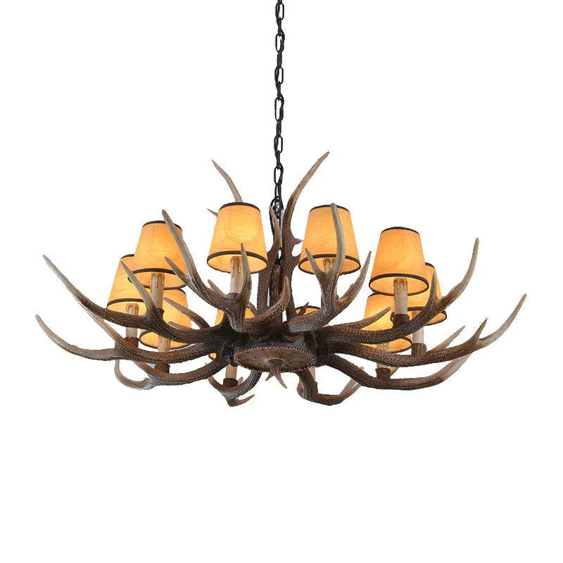 4/6/8 - Light Conical Chandelier Light Traditional Brown Resin Suspension Pendant For Kitchen Island