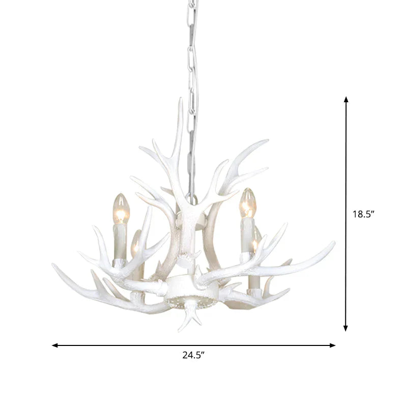 Resin Candelabra Chandelier Lamp Farmhouse 4/6/8 - Head Living Room Pendant Ceiling Light In White