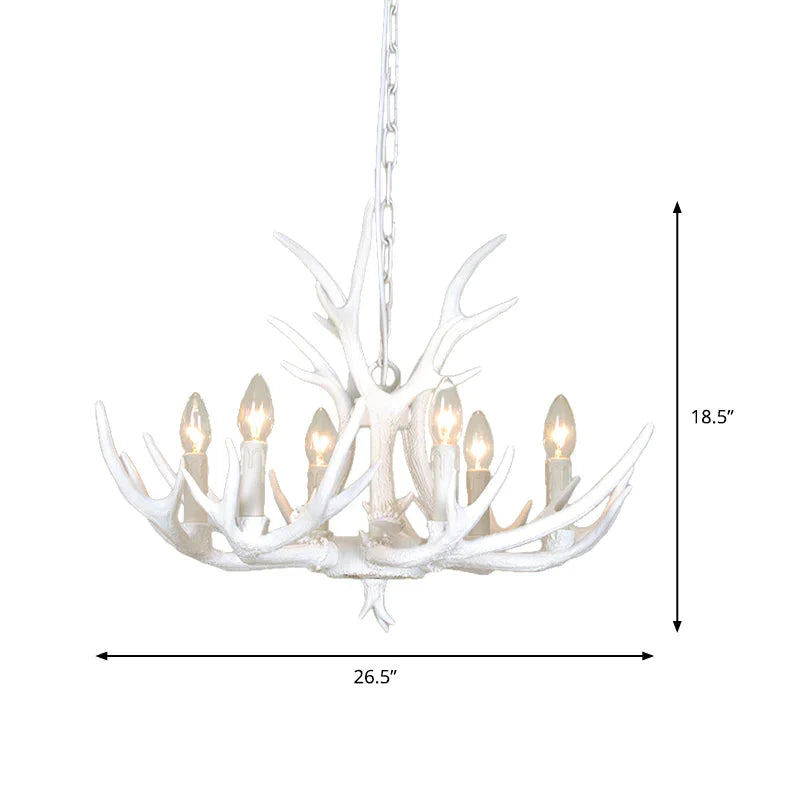 Resin Candelabra Chandelier Lamp Farmhouse 4/6/8 - Head Living Room Pendant Ceiling Light In White