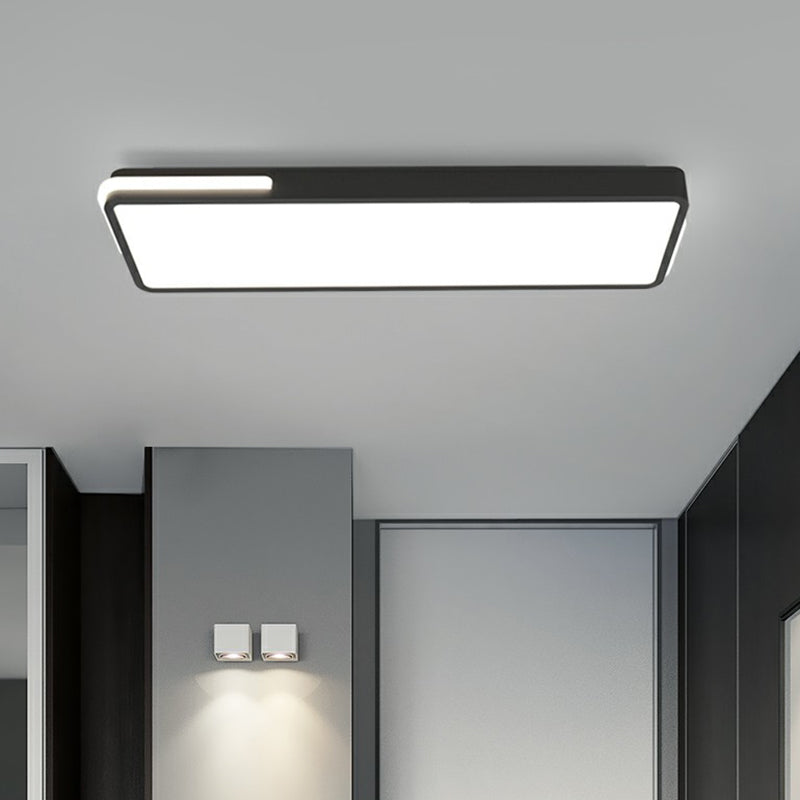 Minimalistic Rectangular Led Flush Mount Ceiling Light In Black For Corridors