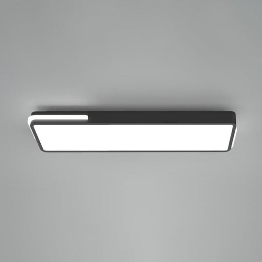 Minimalistic Rectangular Led Flush Mount Ceiling Light In Black For Corridors / 23.5’