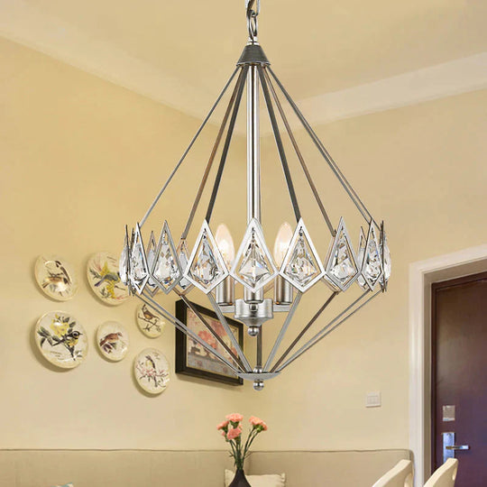 Nickel Tapered Chandelier Nordic Metal 1/3 Bulbs Pendant Light Fixture For Living Room
