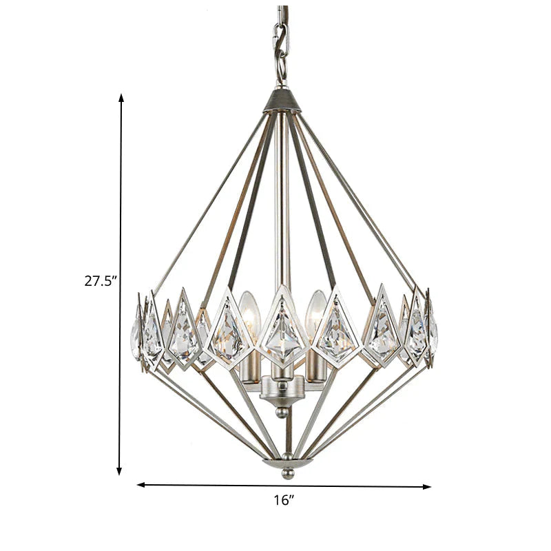 Nickel Tapered Chandelier Nordic Metal 1/3 Bulbs Pendant Light Fixture For Living Room