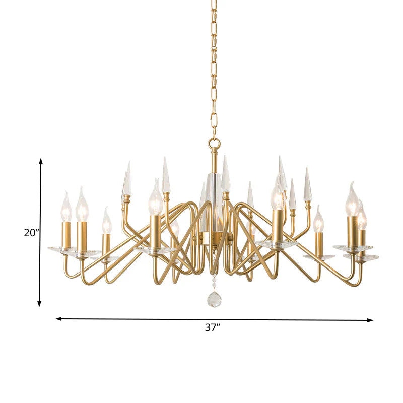 Starburst Metal Hanging Chandelier Retro 6/8/10 Heads Gold Ceiling Pendant Light With Crystal