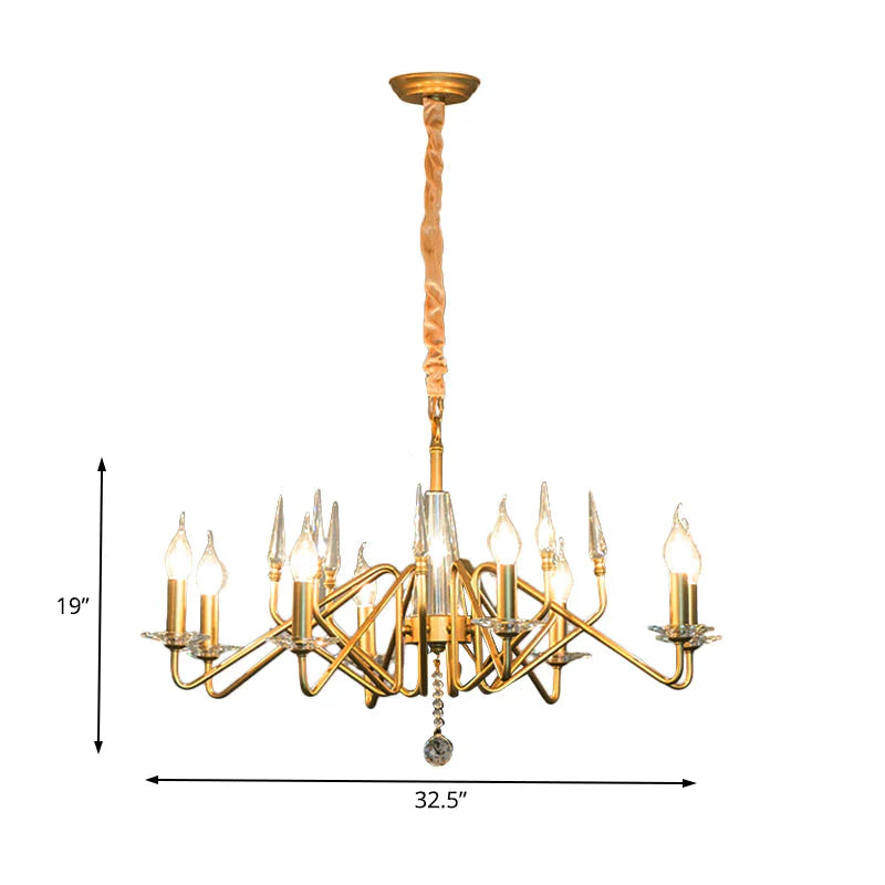 Starburst Metal Hanging Chandelier Retro 6/8/10 Heads Gold Ceiling Pendant Light With Crystal