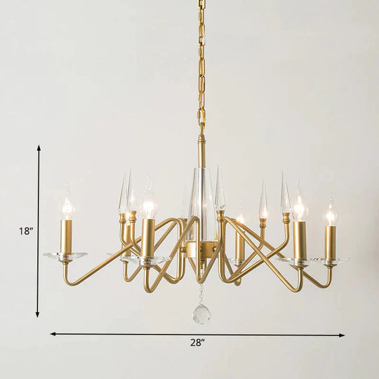 Starburst Metal Hanging Chandelier Retro 6/8/10 Heads Gold Ceiling Pendant Light With Crystal