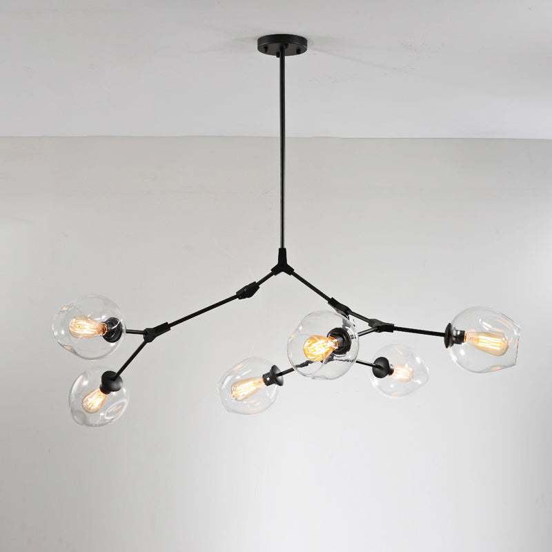 Elegant Glass Molecular Pendant Chandelier For Living Room Decor 6 / Black Clear Lighting