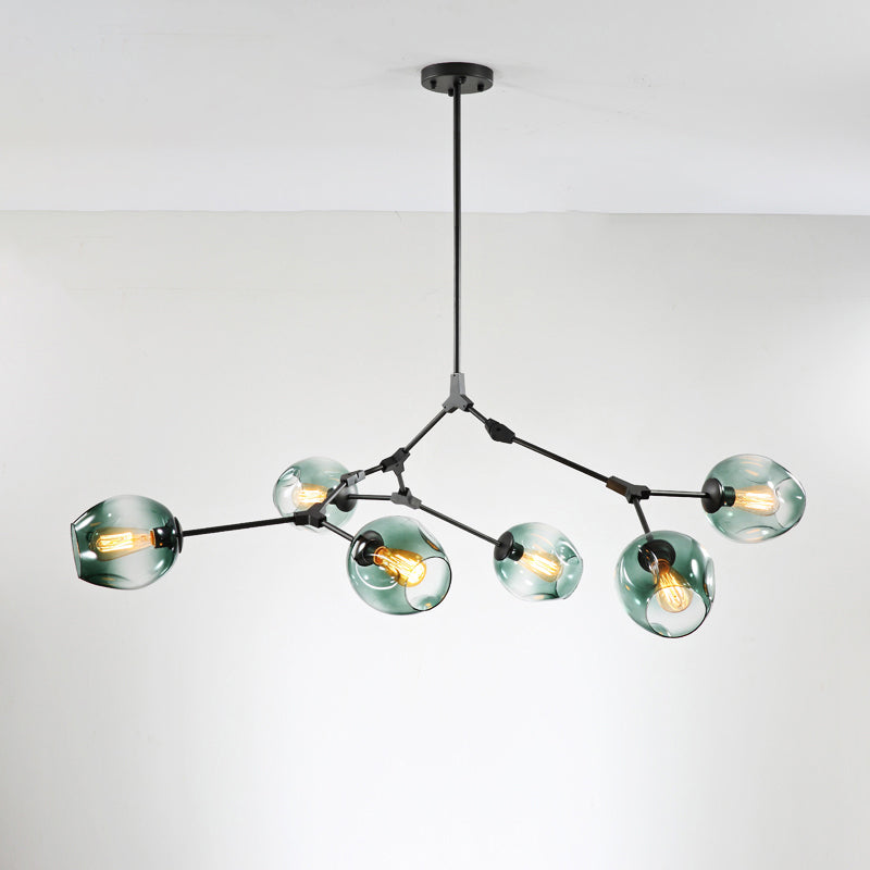 Elegant Glass Molecular Pendant Chandelier For Living Room Decor 6 / Black Blue Lighting