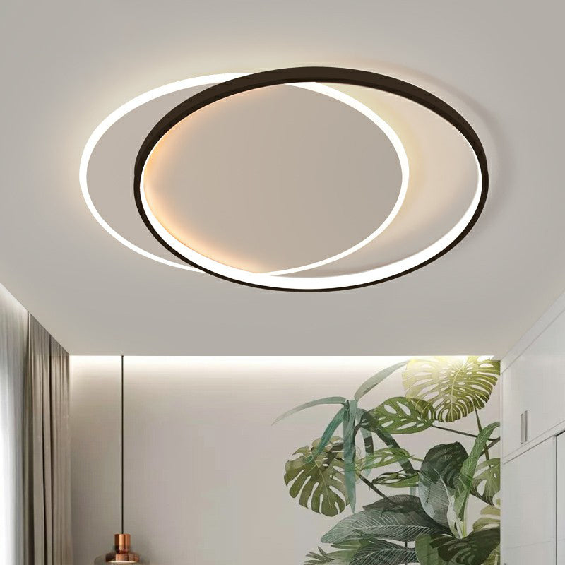 Circular Flush Light Fixture With Acrylic Shade In Black And White - Simplicity Led Ceiling Mount