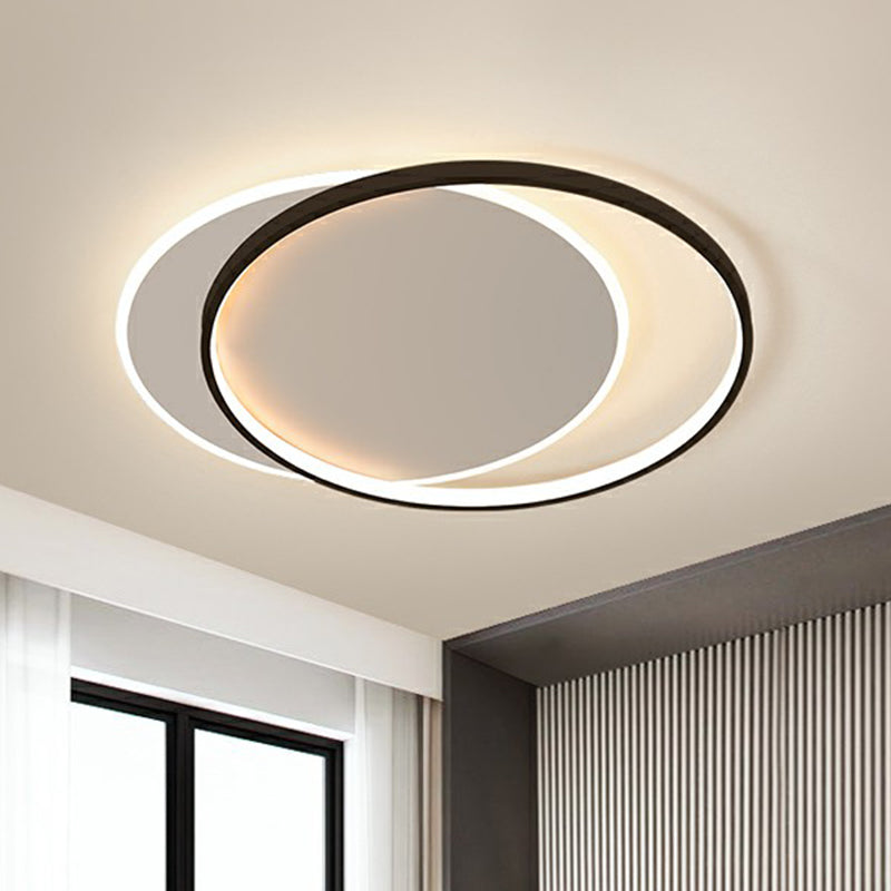 Circular Flush Light Fixture With Acrylic Shade In Black And White - Simplicity Led Ceiling Mount