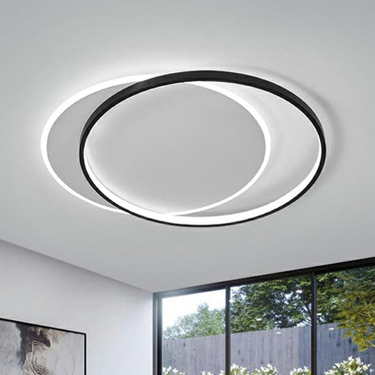 Circular Flush Light Fixture With Acrylic Shade In Black And White - Simplicity Led Ceiling Mount