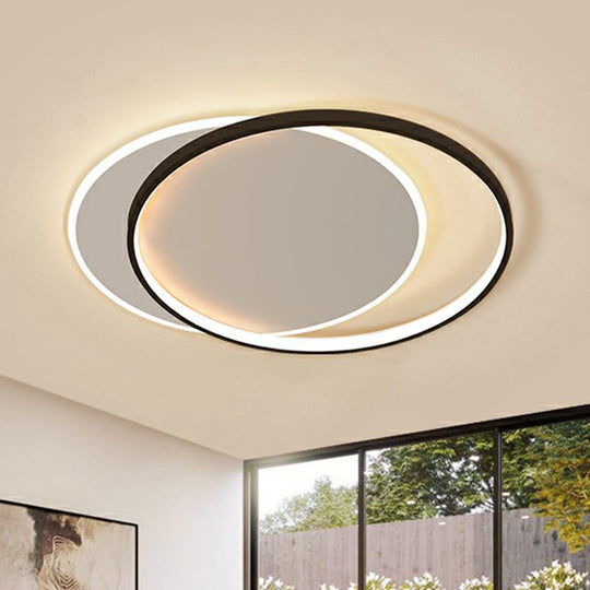 Circular Flush Light Fixture With Acrylic Shade In Black And White - Simplicity Led Ceiling Mount