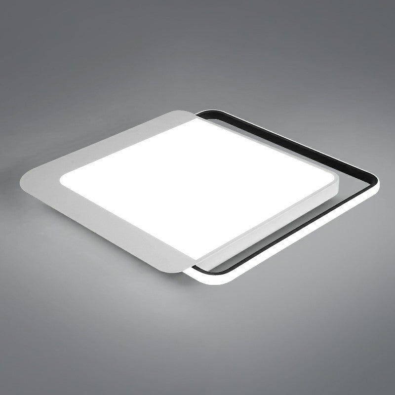 Black Square Led Flush Light With Acrylic Shade - Minimalist Mount Ceiling Fixture