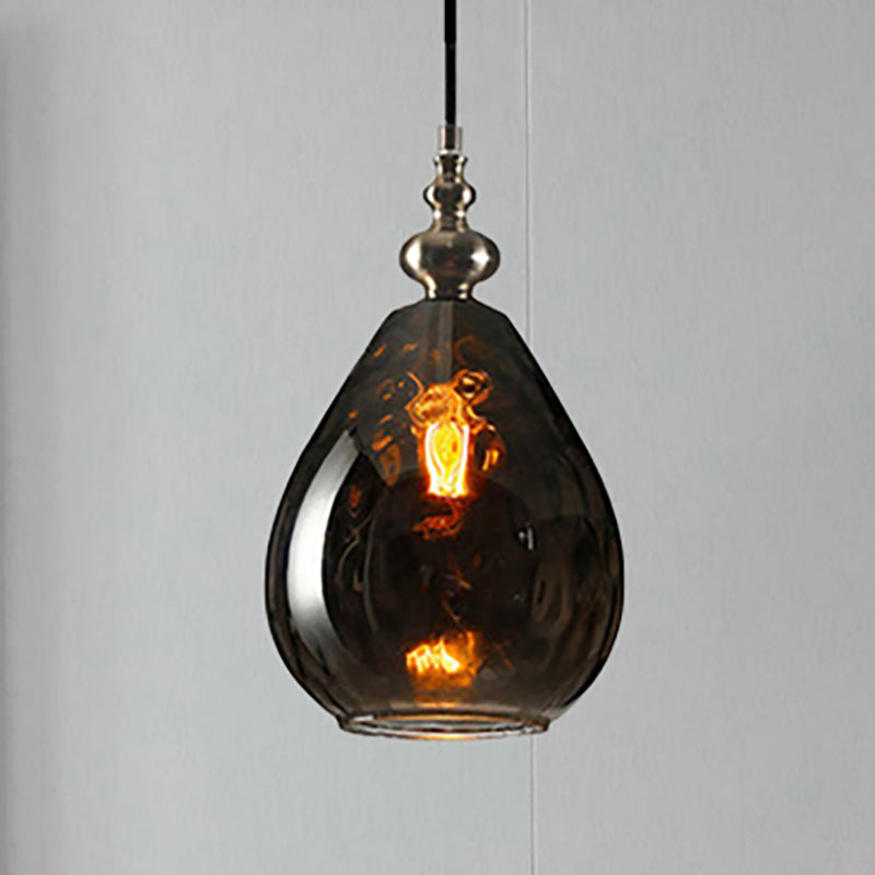 Nora - Contemporary Amber/Clear Dimple Glass Pendant Lamp 6/8 Wide Water