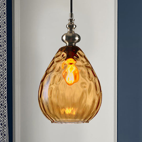 Nora - Contemporary Amber/Clear Dimple Glass Pendant Lamp 6/8 Wide Water