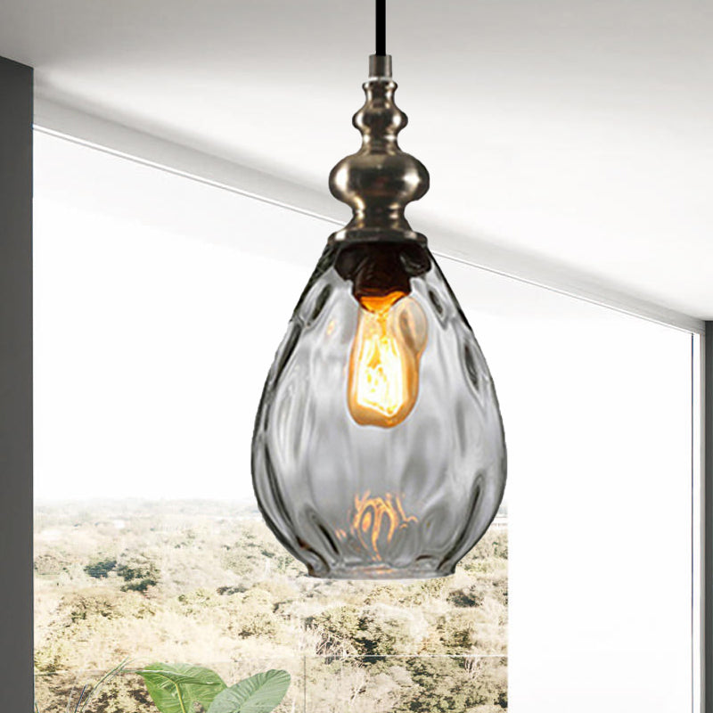 Nora - Contemporary Amber/Clear Dimple Glass Pendant Lamp 6/8 Wide Water