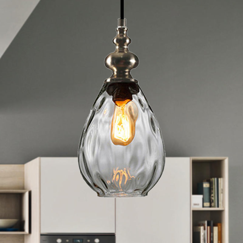 Nora - Contemporary Amber/Clear Dimple Glass Pendant Lamp 6/8 Wide Water