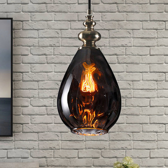 Nora - Contemporary Amber/Clear Dimple Glass Pendant Lamp 6/8 Wide Water