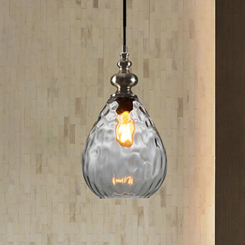 Nora - Contemporary Amber/Clear Dimple Glass Pendant Lamp 6/8 Wide Water