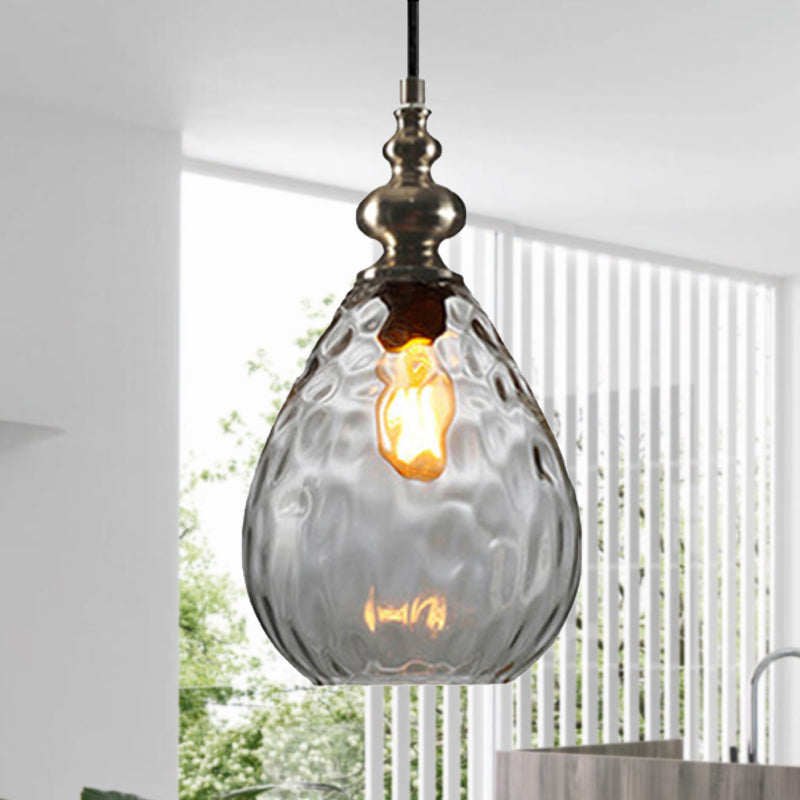 Nora - Contemporary Amber/Clear Dimple Glass Pendant Lamp 6/8 Wide Water