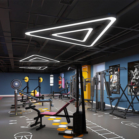 Metallic Modern Led Chandelier Lighting - A Triangular Ceiling Light Perfect For Your Gym Pendant