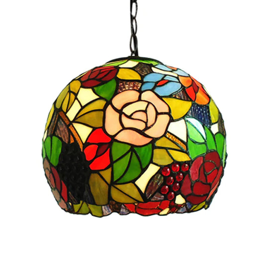 Global Pendant Light Tiffany - Style Stained Glass Antique Bronze 1 Head Ceiling Hanging