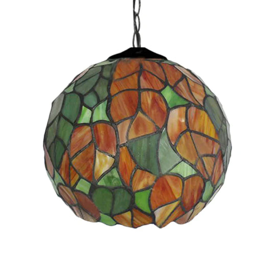 Global Pendant Light Tiffany - Style Stained Glass Antique Bronze 1 Head Ceiling Hanging