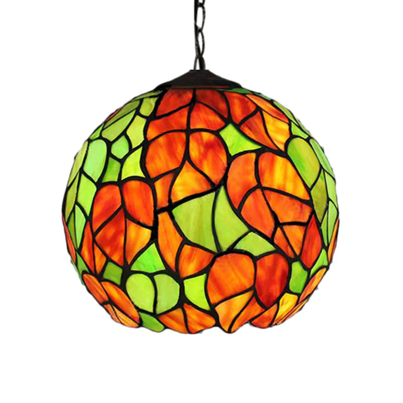 Global Pendant Light Tiffany - Style Stained Glass Antique Bronze 1 Head Ceiling Hanging