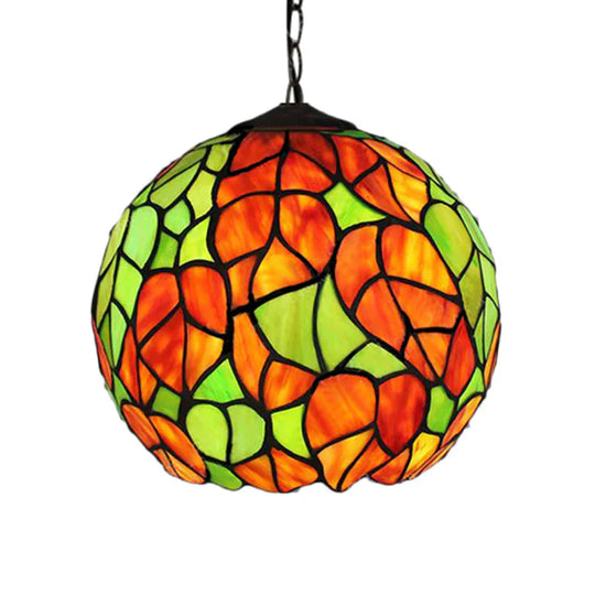 Global Pendant Light Tiffany - Style Stained Glass Antique Bronze 1 Head Ceiling Hanging