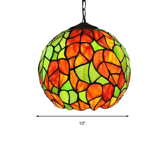 Global Pendant Light Tiffany - Style Stained Glass Antique Bronze 1 Head Ceiling Hanging