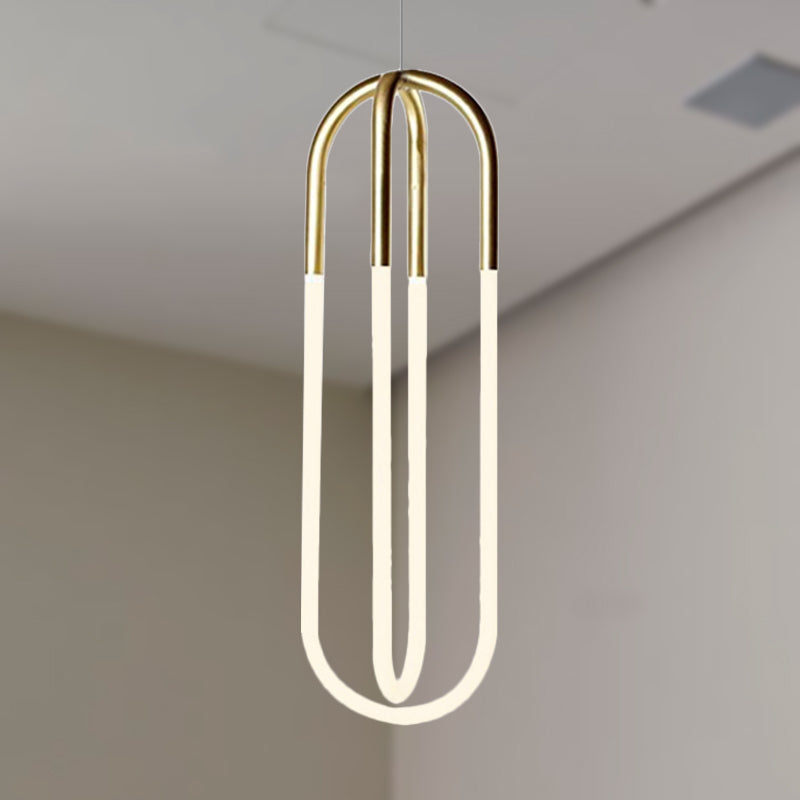 Maria - Oval Acrylic Drop Pendant Gold Hanging Ceiling Light