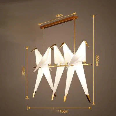 Nordic Bird Iron Pendant Light Paper Crane Led Lamp Suspension Luminaire Loft Living Room