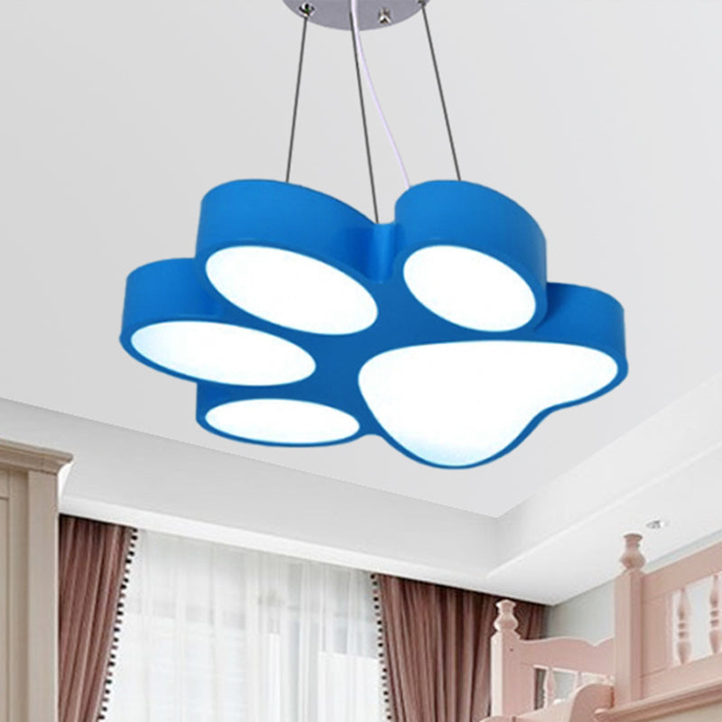 Chara - Doggie Doggy Paw Bathroom Pendant Lamp Acrylic Cartoon Led Hanging Light Blue / Warm 18