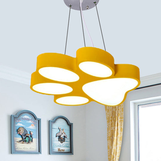 Chara - Doggie Doggy Paw Bathroom Pendant Lamp Acrylic Cartoon Led Hanging Light Yellow / Warm 18