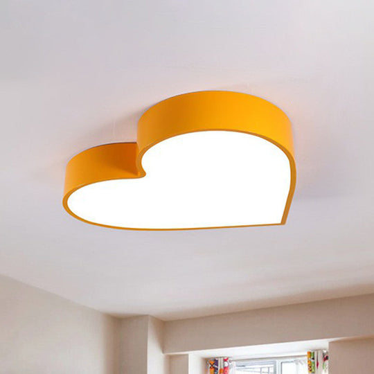 Cartoon Loving Heart Led Flush Mount Light With Romantic Acrylic Design - Ceiling For Bedrooms