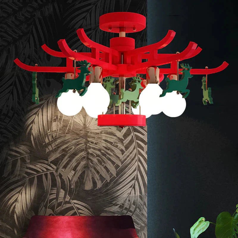 Modern Deer Hanging Chandelier Metal Ceiling Lamp For Living Room
