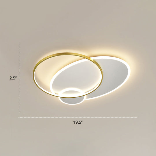 Bedroom Brilliance In A Stack: Minimalistic Led Metal Flush Mount Ceiling Ligh White - Gold /