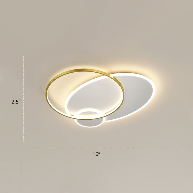 Bedroom Brilliance In A Stack: Minimalistic Led Metal Flush Mount Ceiling Ligh White - Gold / 16’