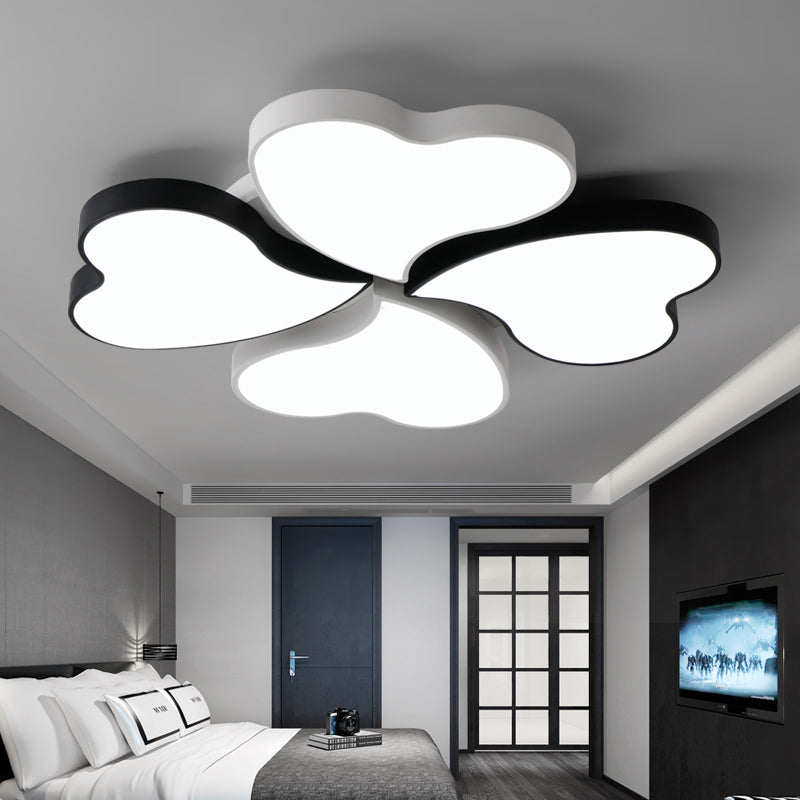 Nordic Led Metal Clover Shaped Flush Mount Lighting For Bedroom In Black - White Ceiling Light