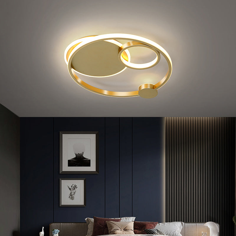 Postmodern Multi - Ring Metal Led Flush Mount Ceiling Lamp For Bedroom Light