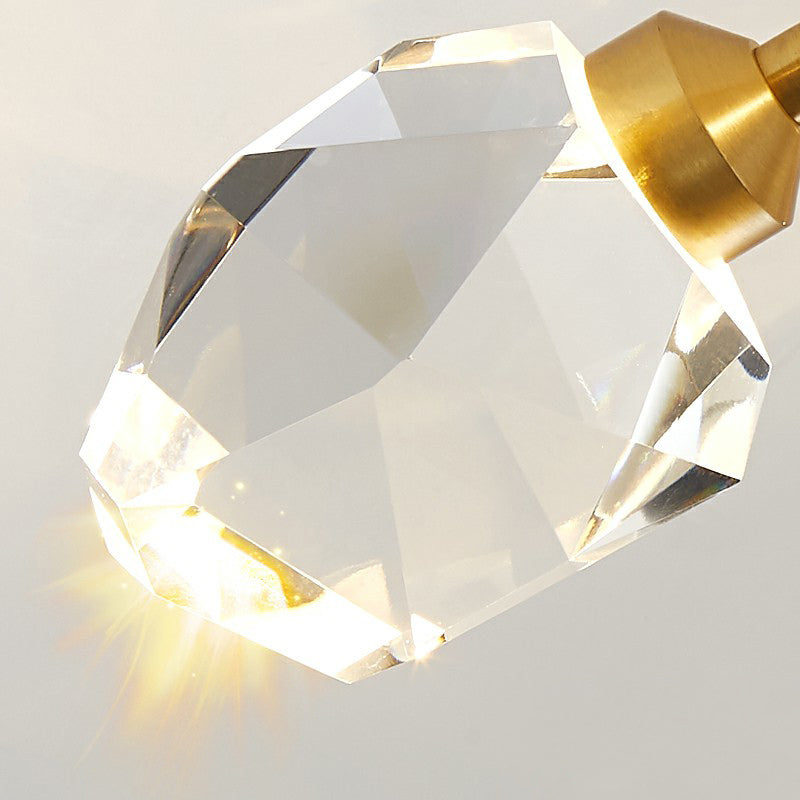 Radiant Bedroom Elegance: Post - Modern Gold Led Ceiling Light With Crystal Block Radial Design