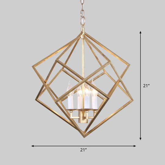 Classic Metal Pendant Chandelier In Gold With 4 Lights