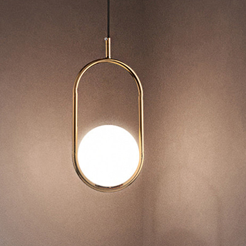 Modern Globe Pendant Light White Glass Black/Gold Hanging Ceiling Lamp For Bedroom 1 / Gold Lighting