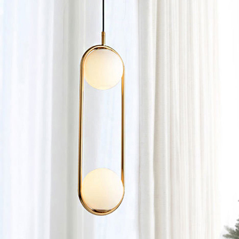 Modern Globe Pendant Light White Glass Black/Gold Hanging Ceiling Lamp For Bedroom Lighting