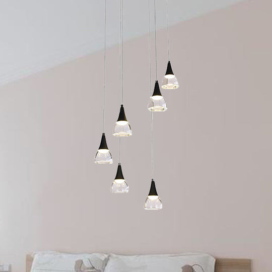 Ludovica - Cluster Conical Drop Pendant Modern Acrylic 5/6 - Light Black Hanging Ceiling Light For