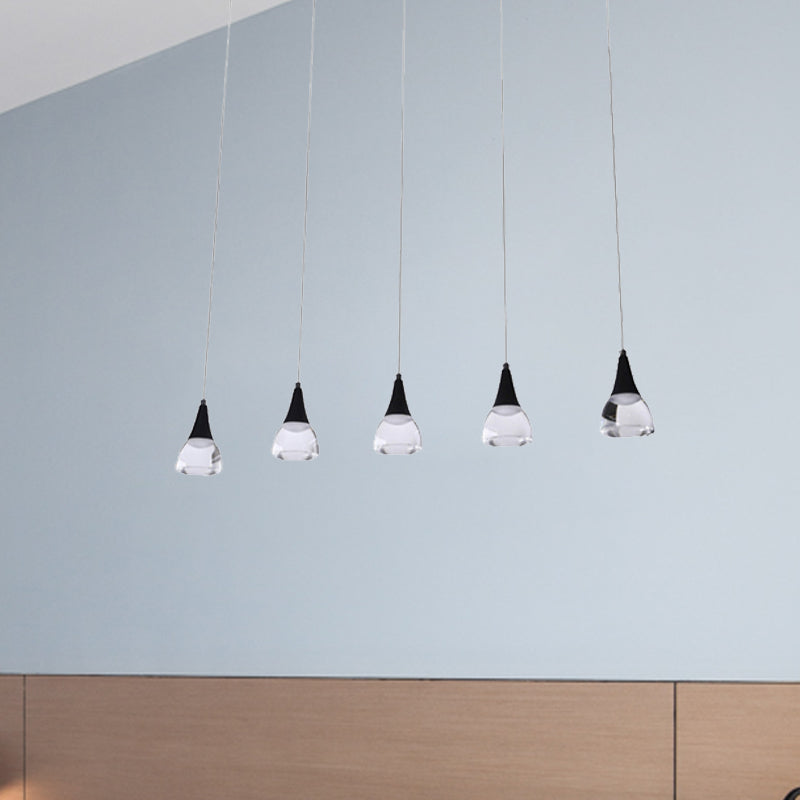 Ludovica - Cluster Conical Drop Pendant Modern Acrylic 5/6 - Light Black Hanging Ceiling Light For