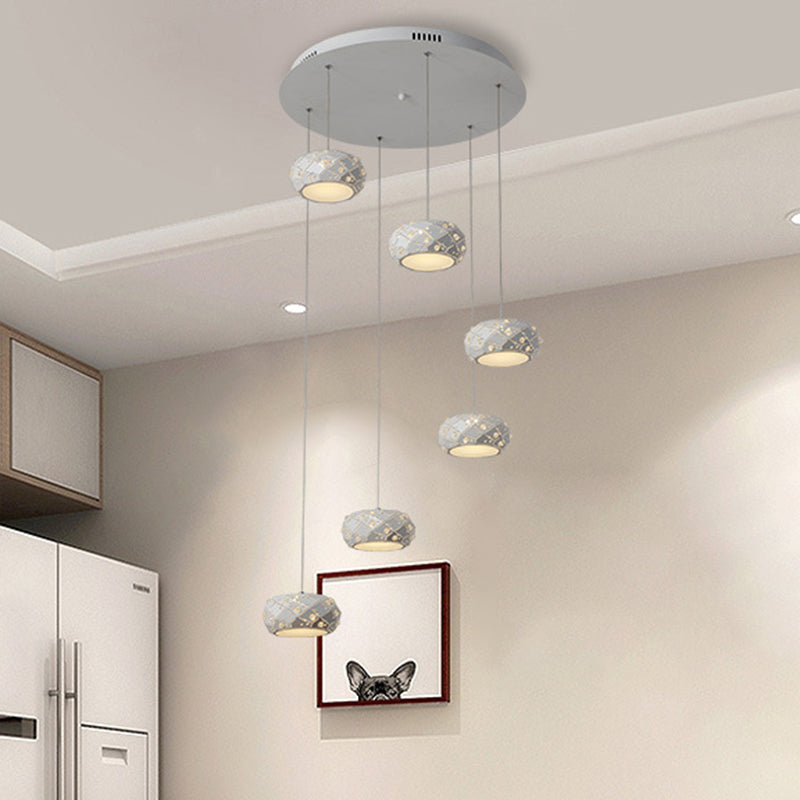 Morgane - Modern Drum Pendant Light Metal Led White Suspension Lighting In White/Warm With