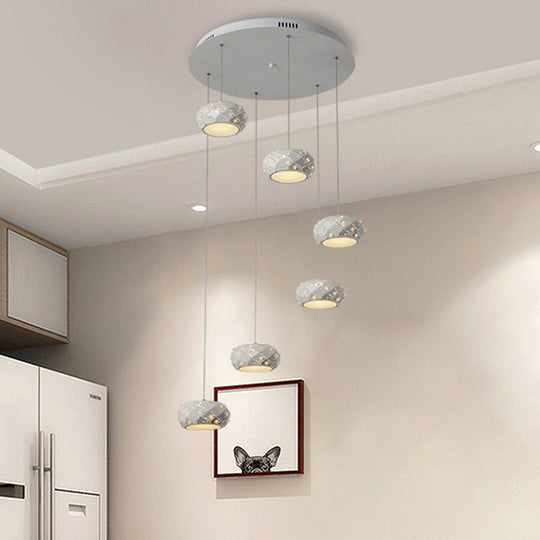 Morgane - Modern Drum Pendant Light Metal Led White Suspension Lighting In White/Warm With