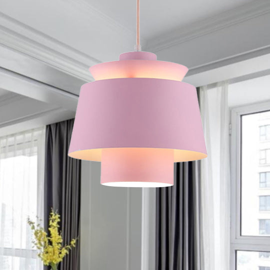 Enif - Modernist Style Tapered Hanging Light Fixture Metallic Pendant Lamp Pink